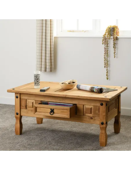Corona 1 Drawer Coffee Table - Distresse | Murphy Furniture