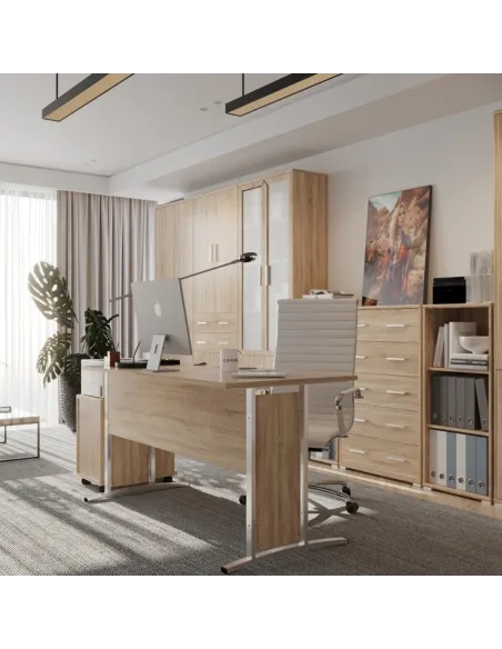 Office Line 1.6m Desk - Sonoma Oak | Murphy Furniture