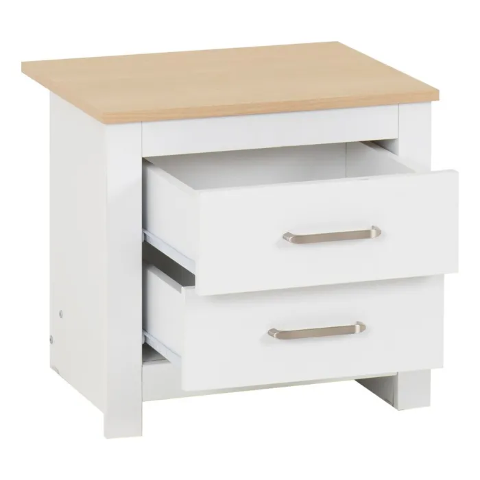 Portland 2 Drawer Bedside Locker - White | Murphy Furniture