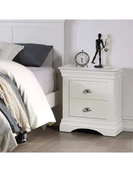 Bella 2 Drawer Bedside Locker - White | Murphy Furniture