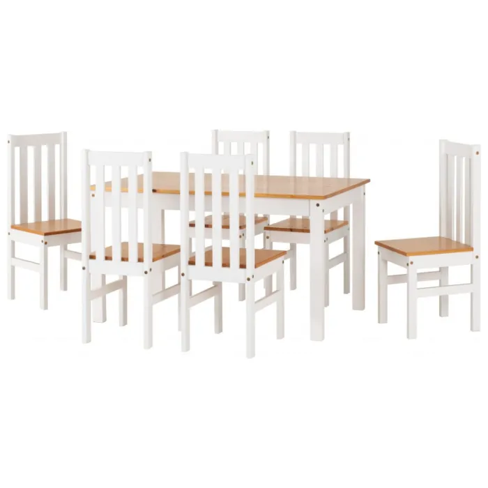 Ludlow 1+6 Dining Set - White/Oak Effect | Murphy Furniture