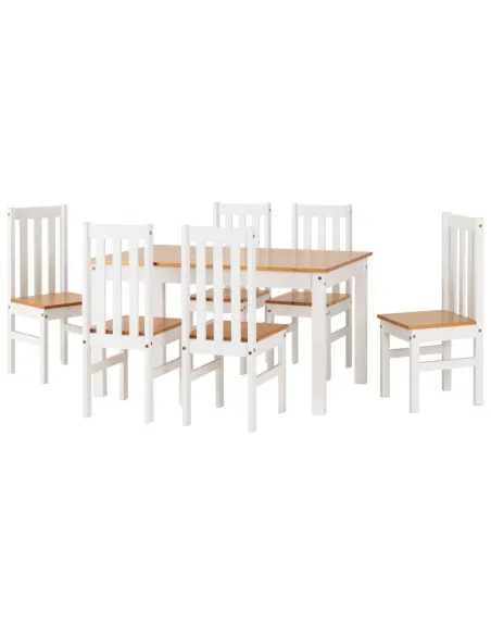 Ludlow 1+6 Dining Set - White/Oak Effect | Murphy Furniture