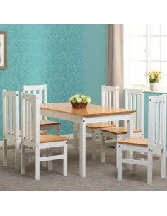 Ludlow 1+6 Dining Set - White/Oak Effect | Murphy Furniture