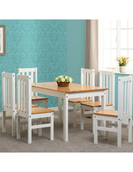 Ludlow 1+6 Dining Set - White/Oak Effect | Murphy Furniture