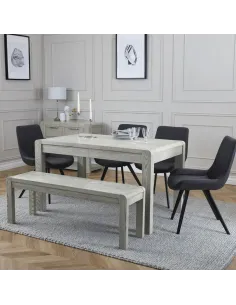 Tulip Dining Bench - Grey Stain Oak | Murphy Furniture