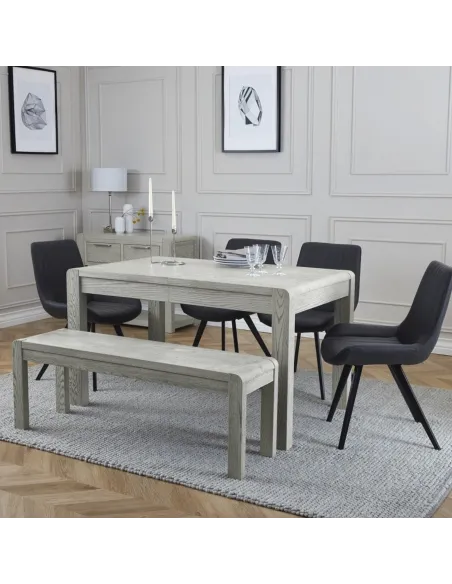 Tulip Dining Bench - Grey Stain Oak | Murphy Furniture
