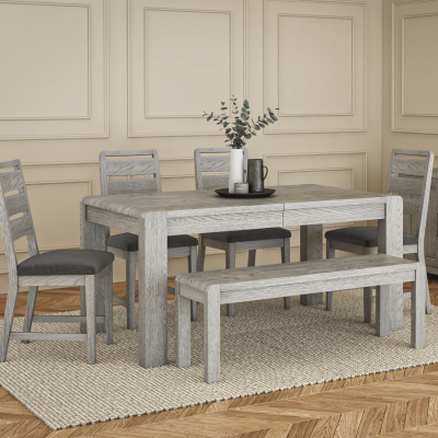 Tulip Dining Bench - Grey Stain Oak | Murphy Furniture