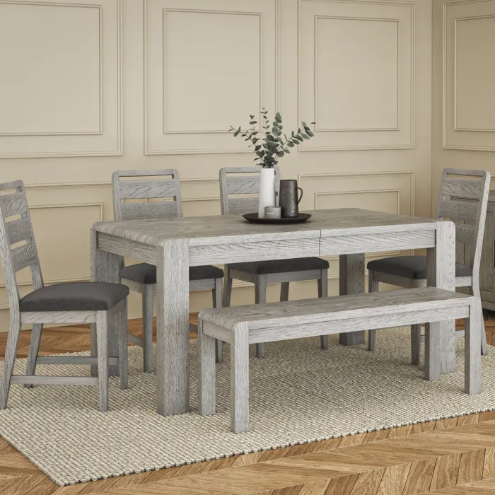 Tulip Dining Bench - Grey Stain Oak | Murphy Furniture