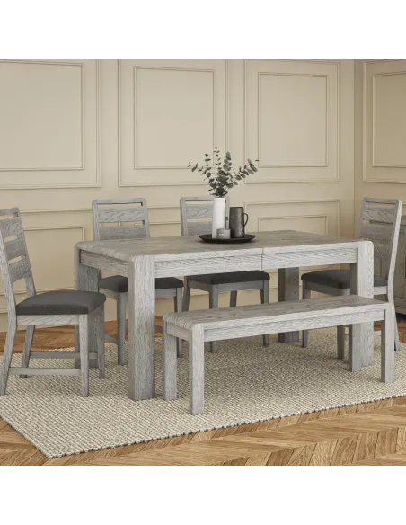 Tulip Dining Bench - Grey Stain Oak | Murphy Furniture