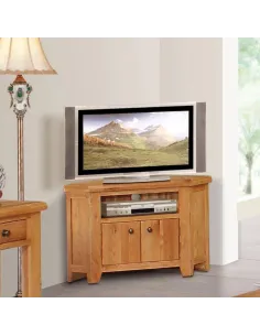 Lancaster Corner TV Unit - Solid Oak | Murphy Furniture