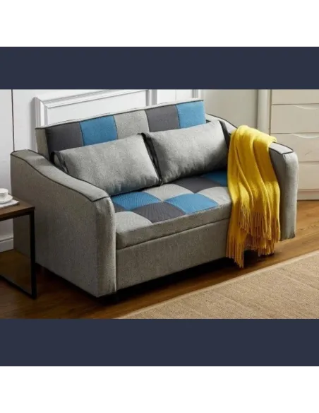 Celeste Sofa Bed - Teal/Grey Patchwork | Murphy Furniture