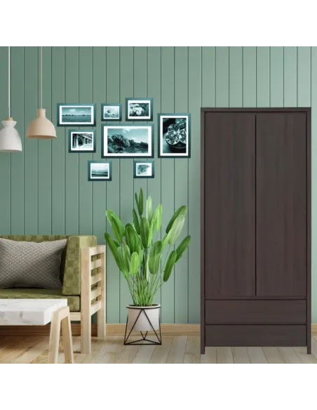 Lincoln 2 Door 2 Drawer Wardrobe - Dark | Murphy Furniture