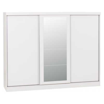Nevada 3 Door Slider Wardrobe - White Gl | Murphy Furniture