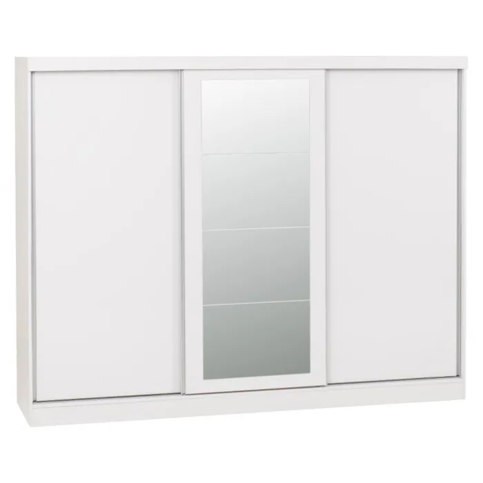 Nevada 3 Door Slider Wardrobe - White Gl | Murphy Furniture