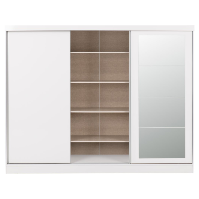 Nevada 3 Door Slider Wardrobe - White Gl | Murphy Furniture
