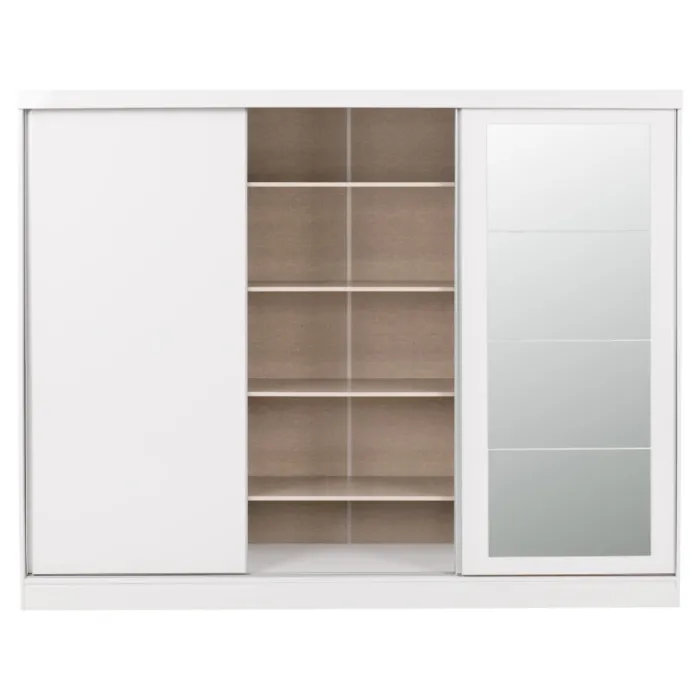 Nevada 3 Door Slider Wardrobe - White Gl | Murphy Furniture