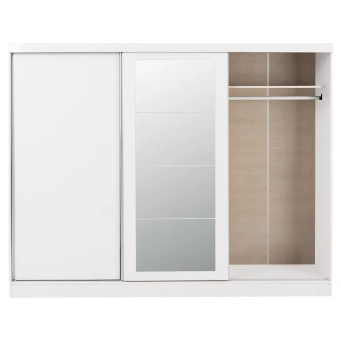 Nevada 3 Door Slider Wardrobe - White Gl | Murphy Furniture