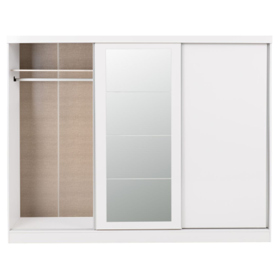Nevada 3 Door Slider Wardrobe - White Gl | Murphy Furniture