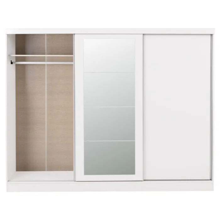 Nevada 3 Door Slider Wardrobe - White Gl | Murphy Furniture