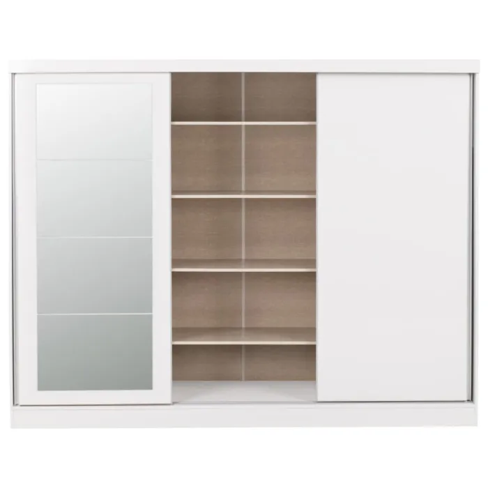 Nevada 3 Door Slider Wardrobe - White Gl | Murphy Furniture