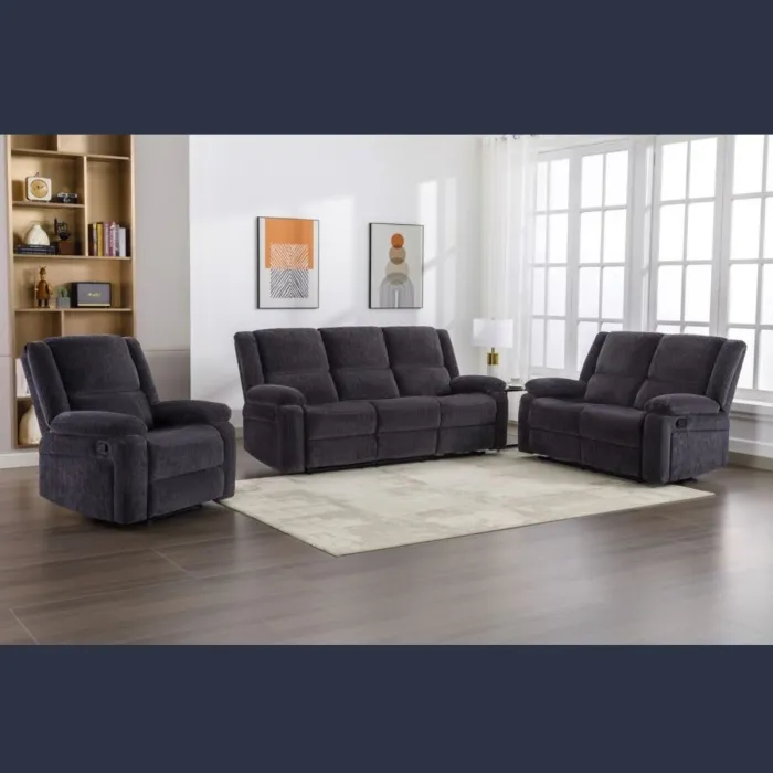 Ellington 3 Seater Recliner Sofa - Charc | Murphy Furniture