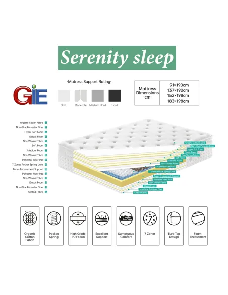 Serenity 4FT6 Luxury High Mattress | Murphy Furniture