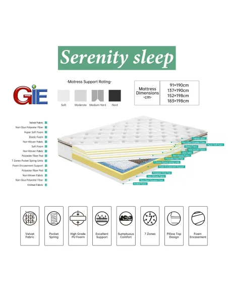 Serenity 4FT6 Plush Velvet Mattress | Murphy Furniture