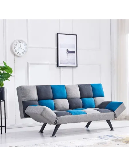 Milburn Sofa Bed - Teal/Grey Patchwork | Murphy Furniture