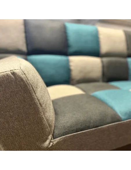 Milburn Sofa Bed - Teal/Grey Patchwork | Murphy Furniture
