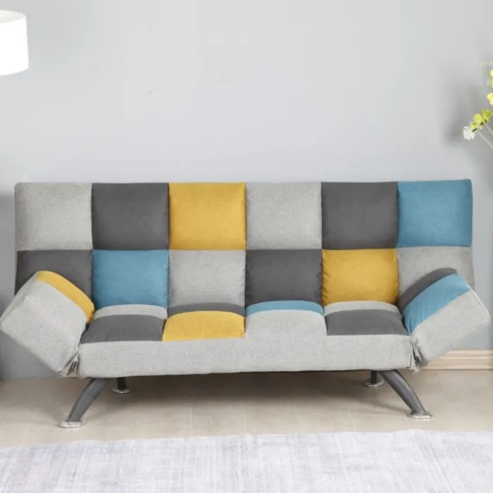 Milburn Sofa Bed - Yellow/Blue Patchwork | Murphy Furniture