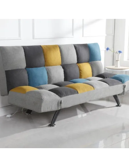 Milburn Sofa Bed - Yellow/Blue Patchwork | Murphy Furniture