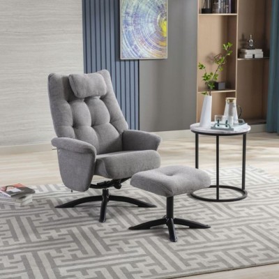 Stoke Recliner Chair & Ottoman - Light G | Murphy Furniture