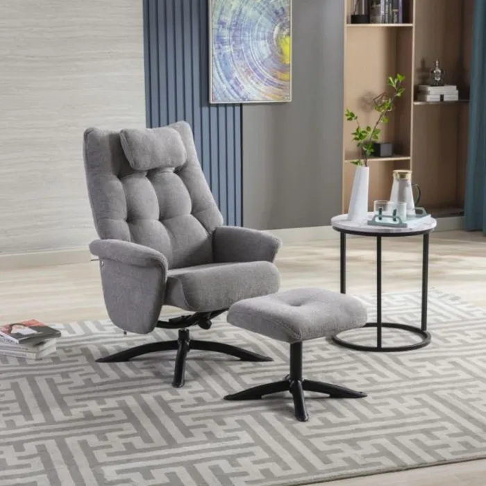 Stoke Recliner Chair & Ottoman - Light G | Murphy Furniture