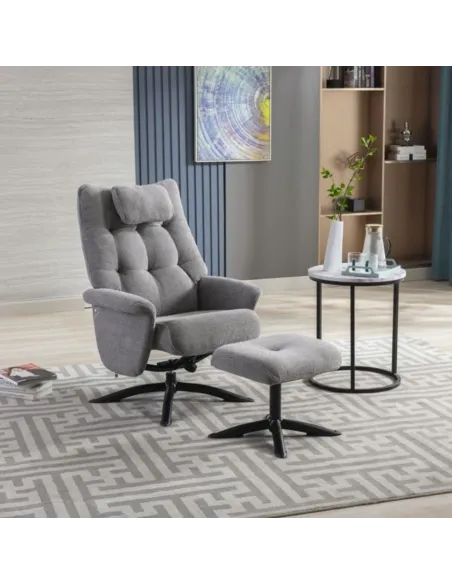 Stoke Recliner Chair & Ottoman - Light G | Murphy Furniture
