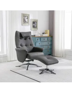 Stoke Recliner Chair & Ottoman - Dark Gr | Murphy Furniture