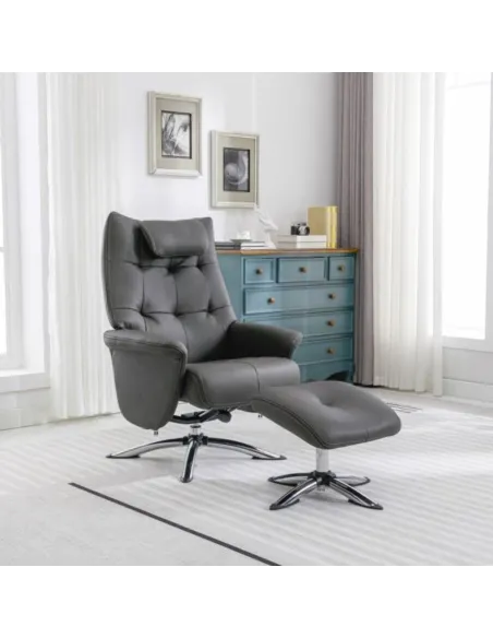 Stoke Recliner Chair & Ottoman - Dark Gr | Murphy Furniture