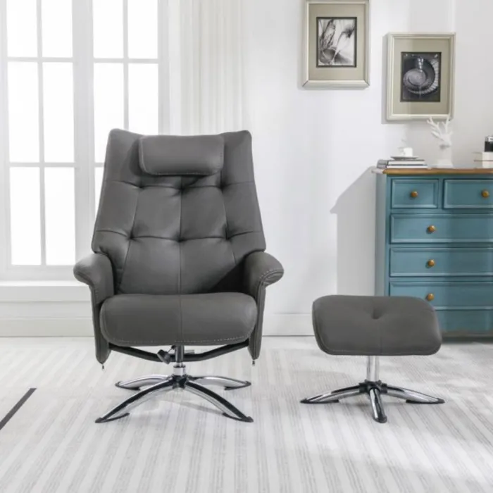 Stoke Recliner Chair & Ottoman - Dark Gr | Murphy Furniture