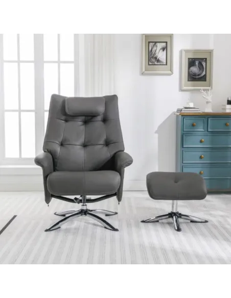 Stoke Recliner Chair & Ottoman - Dark Gr | Murphy Furniture
