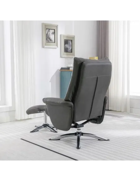 Stoke Recliner Chair & Ottoman - Dark Gr | Murphy Furniture