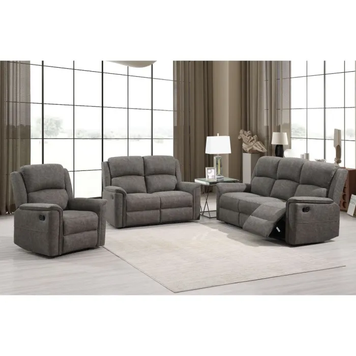 Campbell 3 Seater Recliner Sofa - Grey | Murphy Furniture