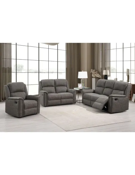 Campbell 3 Seater Recliner Sofa - Grey | Murphy Furniture