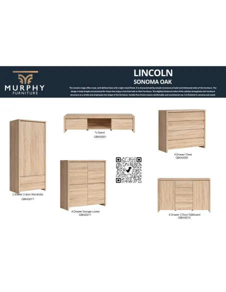 Lincoln 4 Drawer Chest - Sonoma Oak | Murphy Furniture
