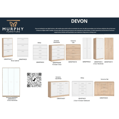 Devon 4 Drawer Chest - Sonoma Oak | Murphy Furniture