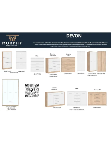 Devon 4 Drawer Chest - Sonoma Oak | Murphy Furniture