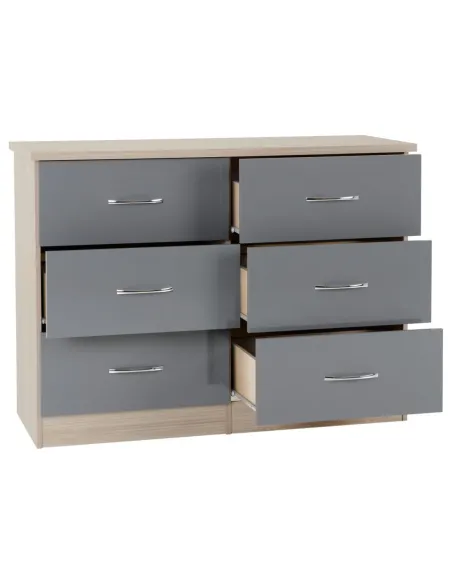 Nevada 6 Drawer Chest - Grey Gloss/Light | Murphy Furniture