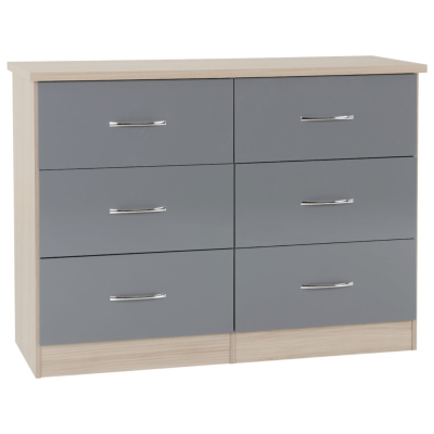 Nevada 6 Drawer Chest - Grey Gloss/Light | Murphy Furniture