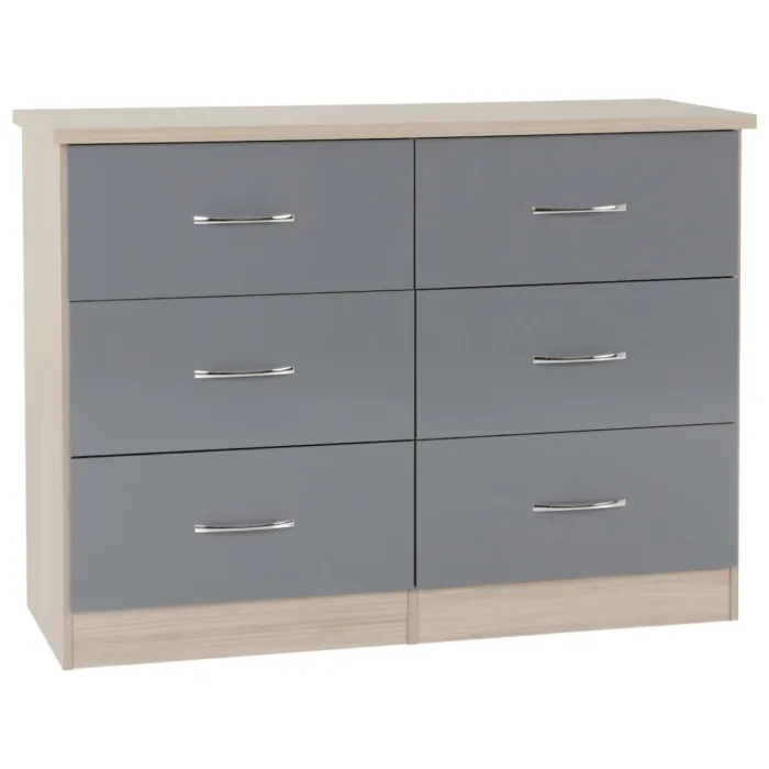 Nevada 6 Drawer Chest - Grey Gloss/Light | Murphy Furniture