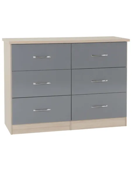 Nevada 6 Drawer Chest - Grey Gloss/Light | Murphy Furniture