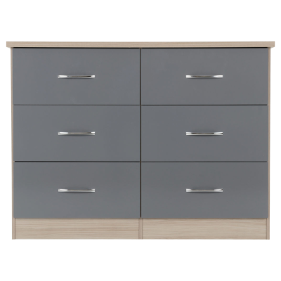 Nevada 6 Drawer Chest - Grey Gloss/Light | Murphy Furniture