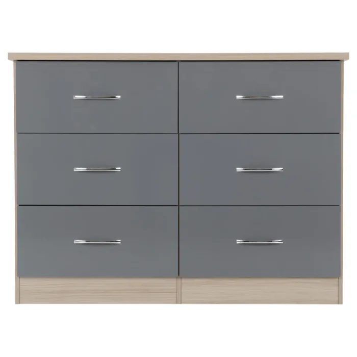 Nevada 6 Drawer Chest - Grey Gloss/Light | Murphy Furniture